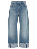 Blue Cotton Cropped Jeans
