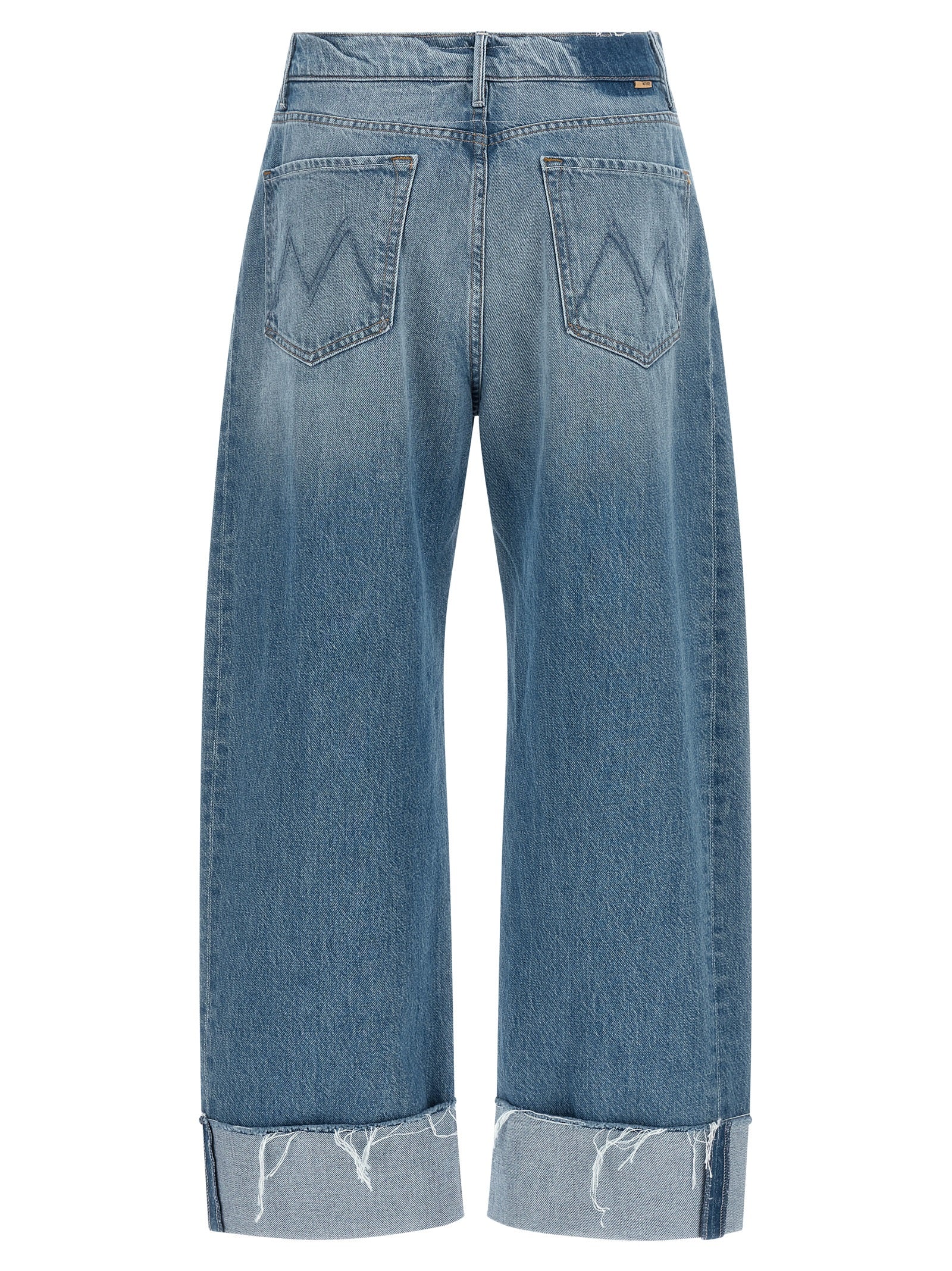 Blue Cotton Cropped Jeans