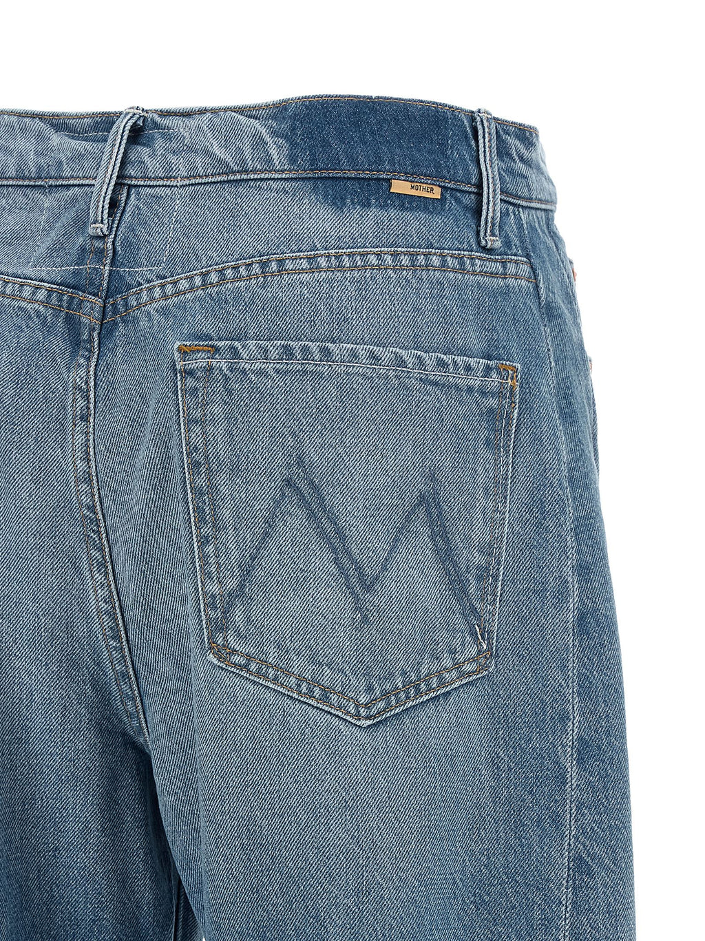 Blue Cotton Cropped Jeans