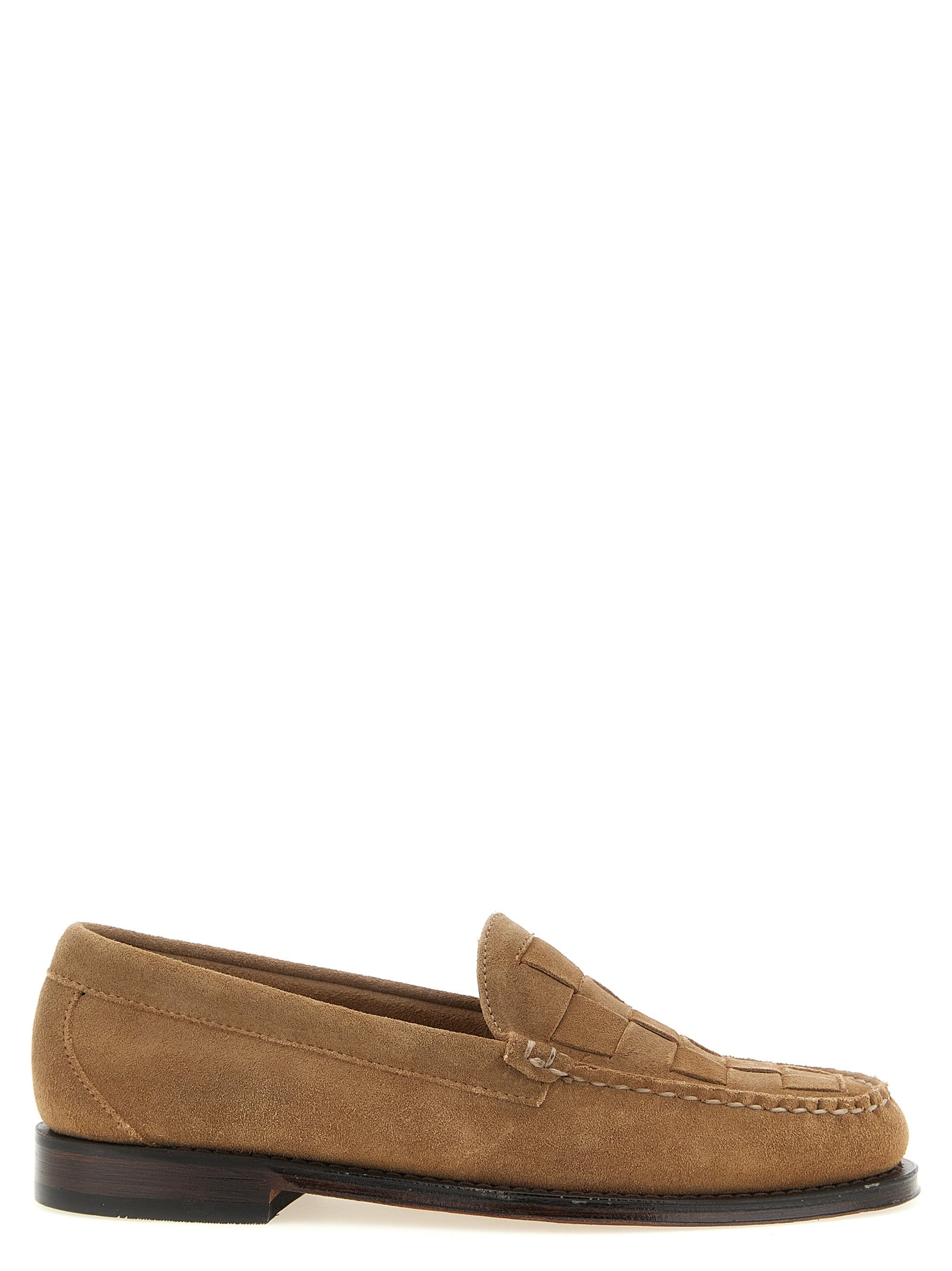 Beige Cowhide Slip-On Loafers