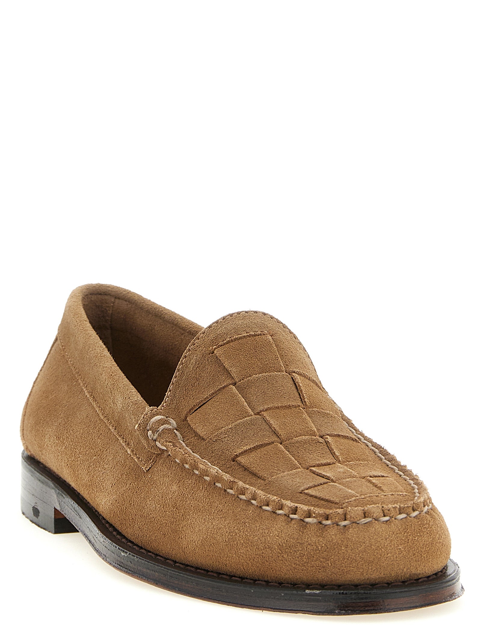 Beige Cowhide Slip-On Loafers