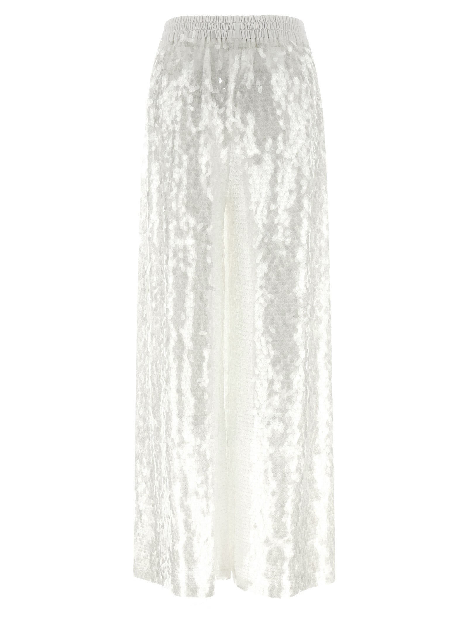 White Nylon Casual Pants