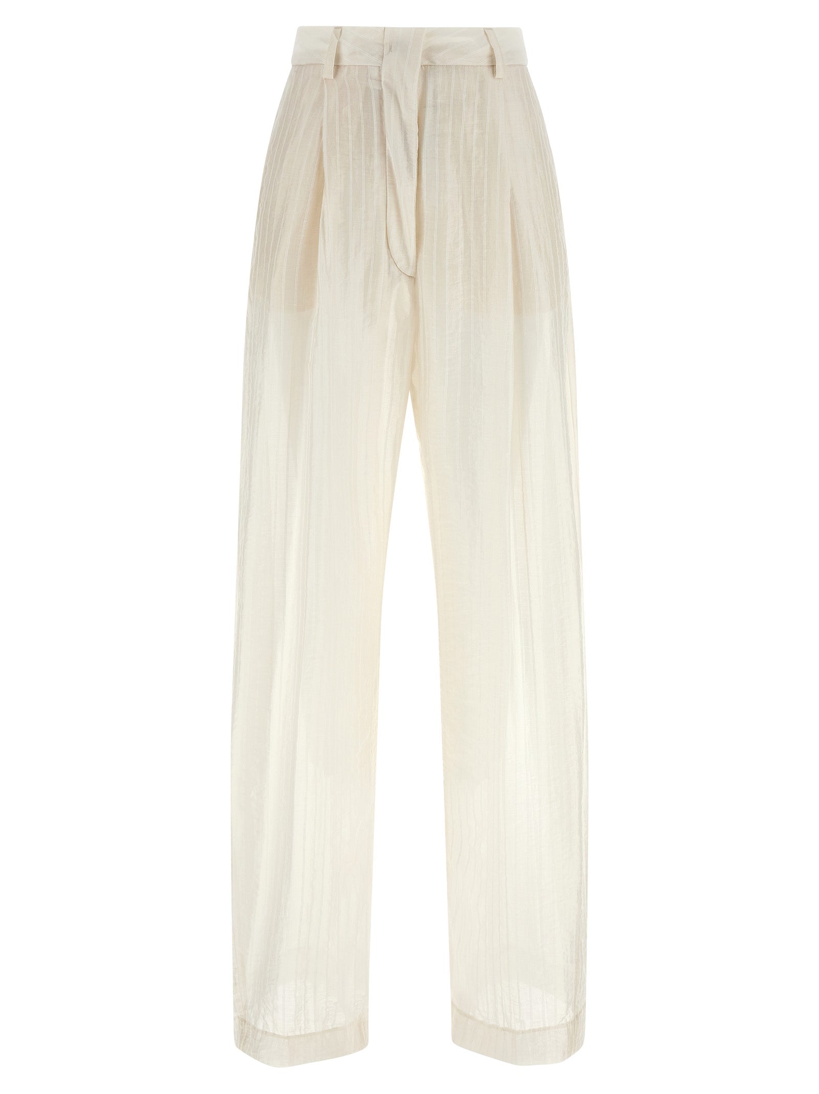 Beige Elastane Pants