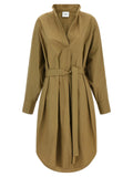 Brown Cotton Midi Dress