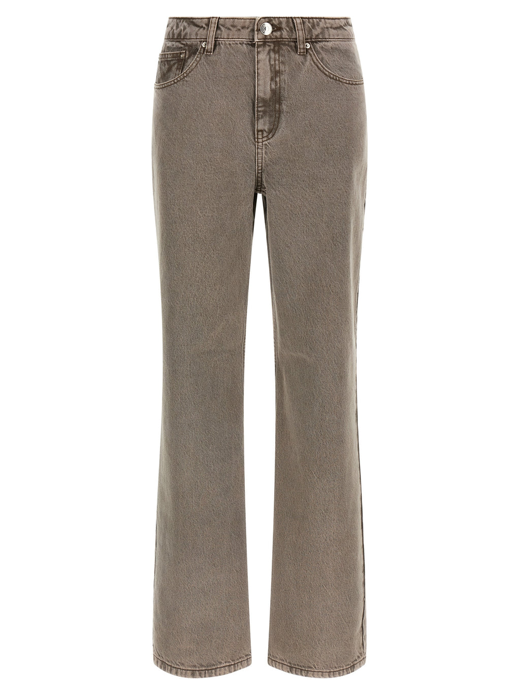 Brown Cotton Straight-Leg Jeans