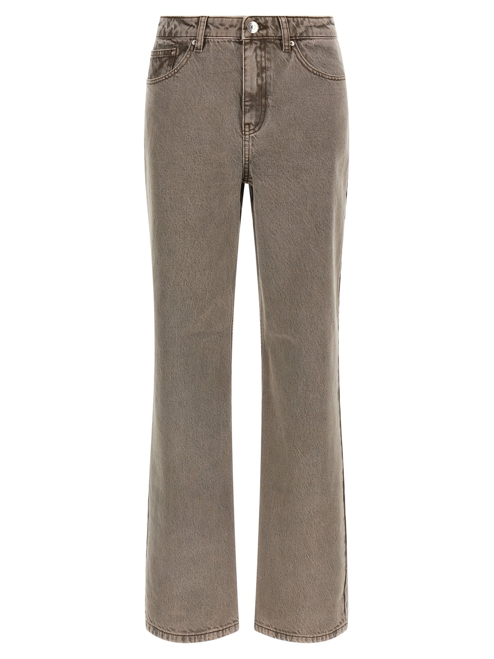 Brown Cotton Straight-Leg Jeans