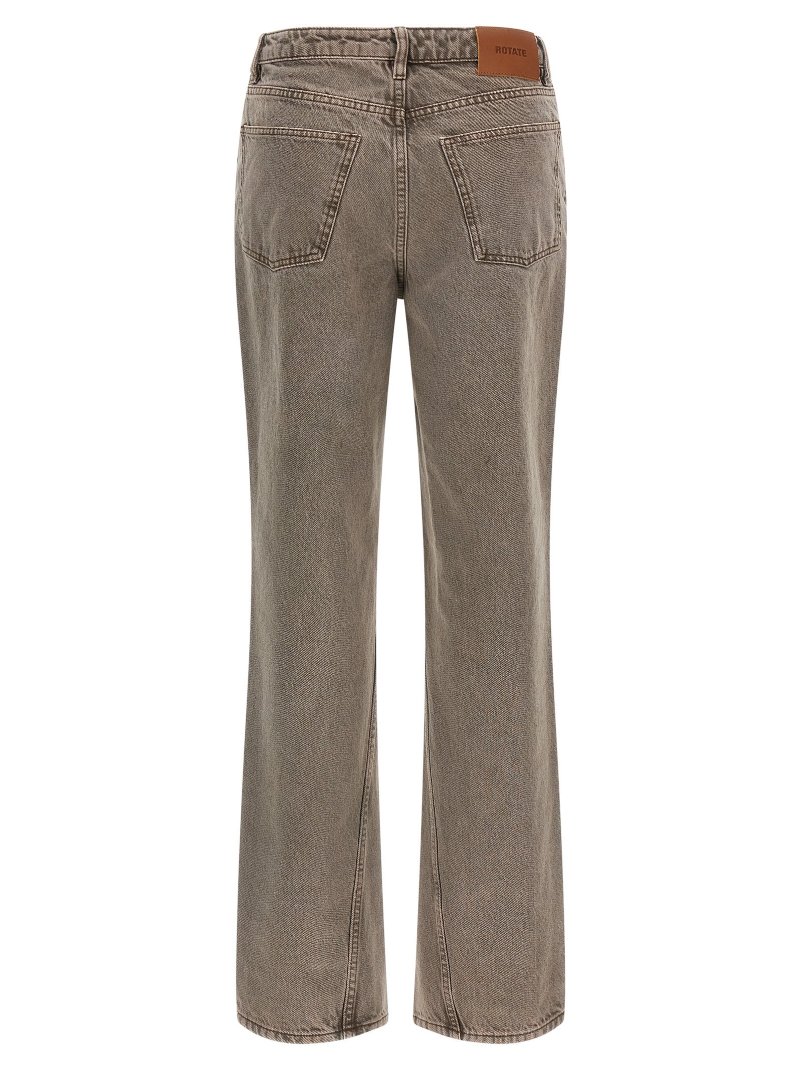 Brown Cotton Straight-Leg Jeans