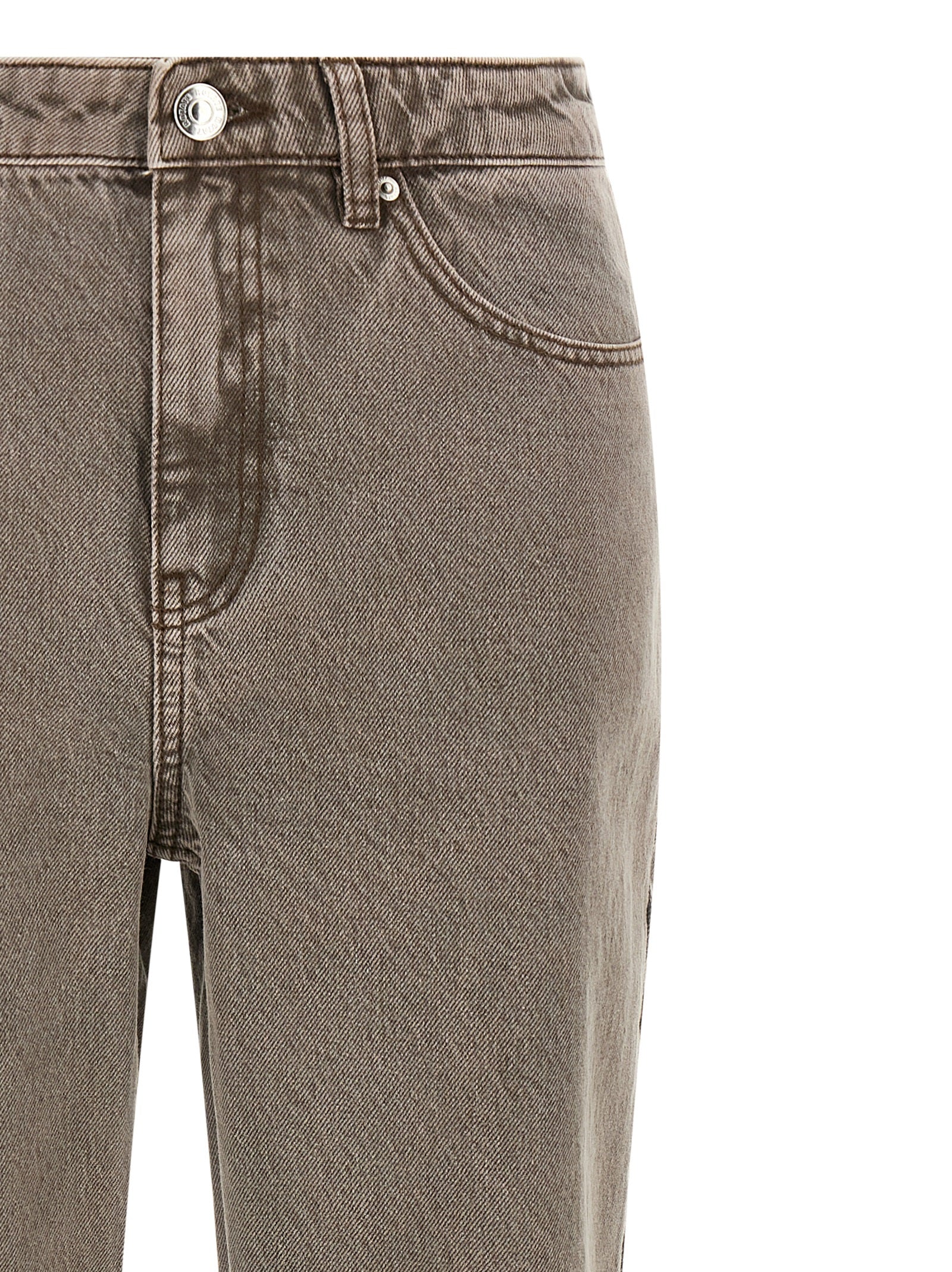 Brown Cotton Straight-Leg Jeans
