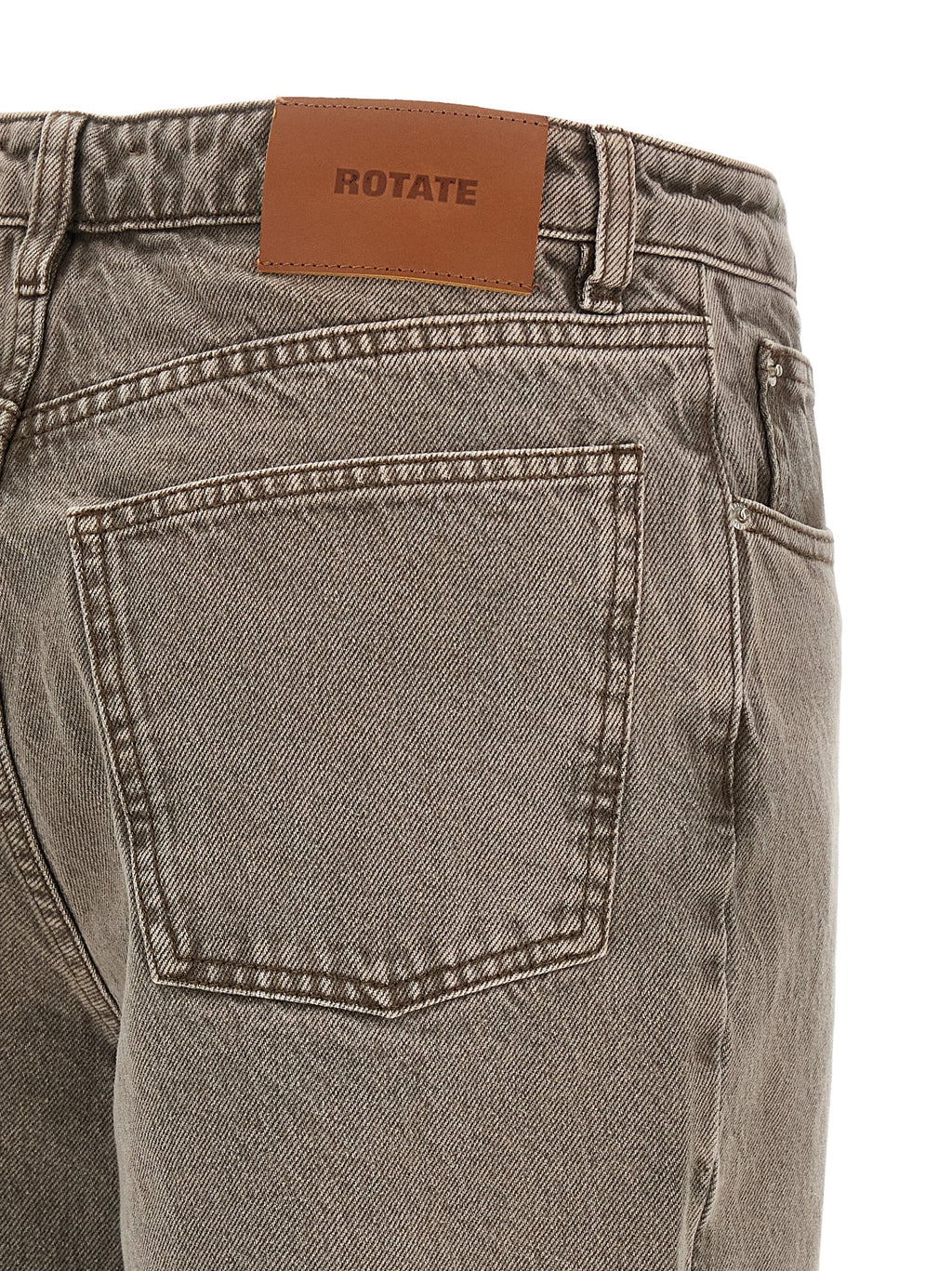 Brown Cotton Straight-Leg Jeans
