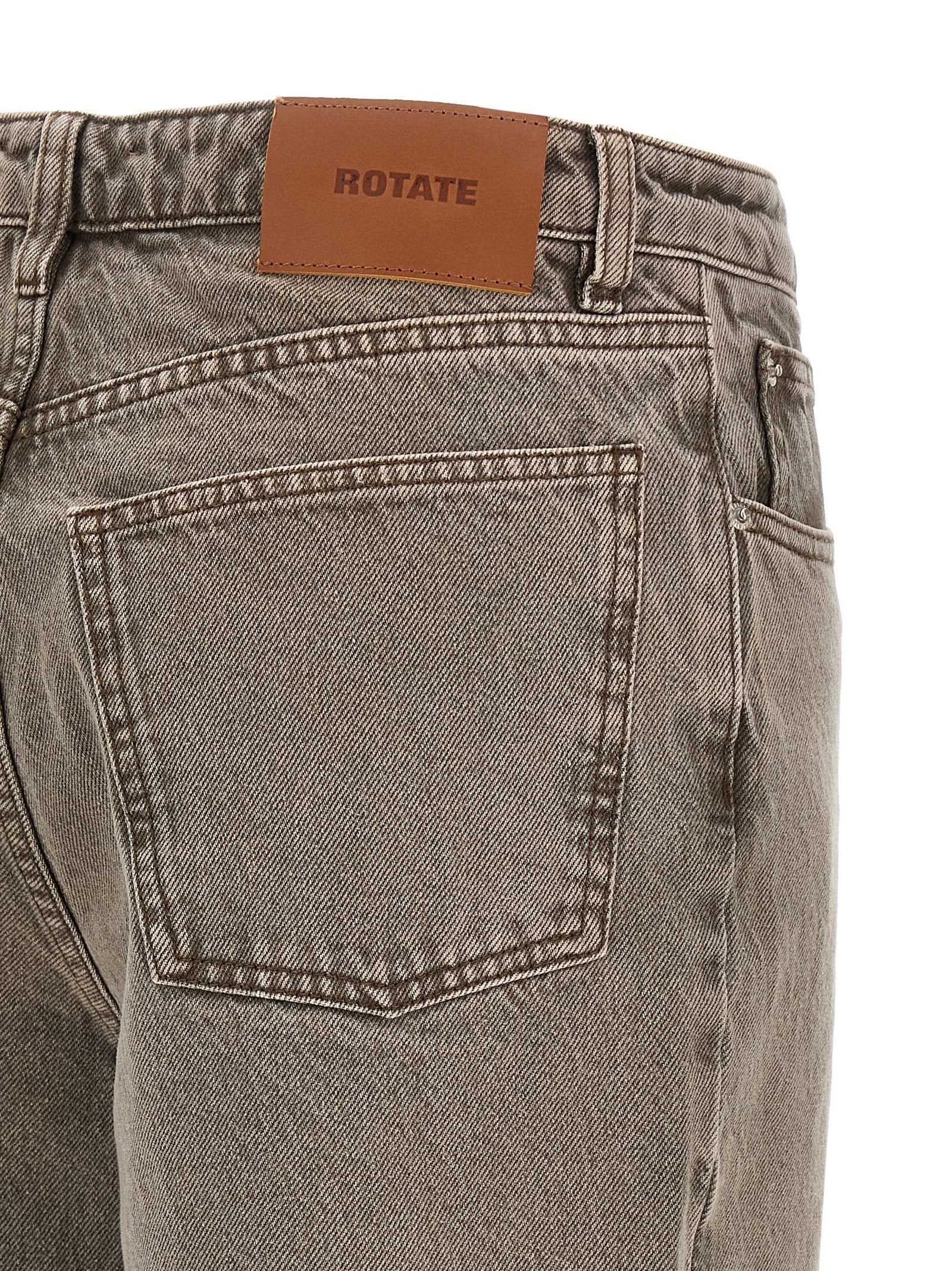 Brown Cotton Straight-Leg Jeans