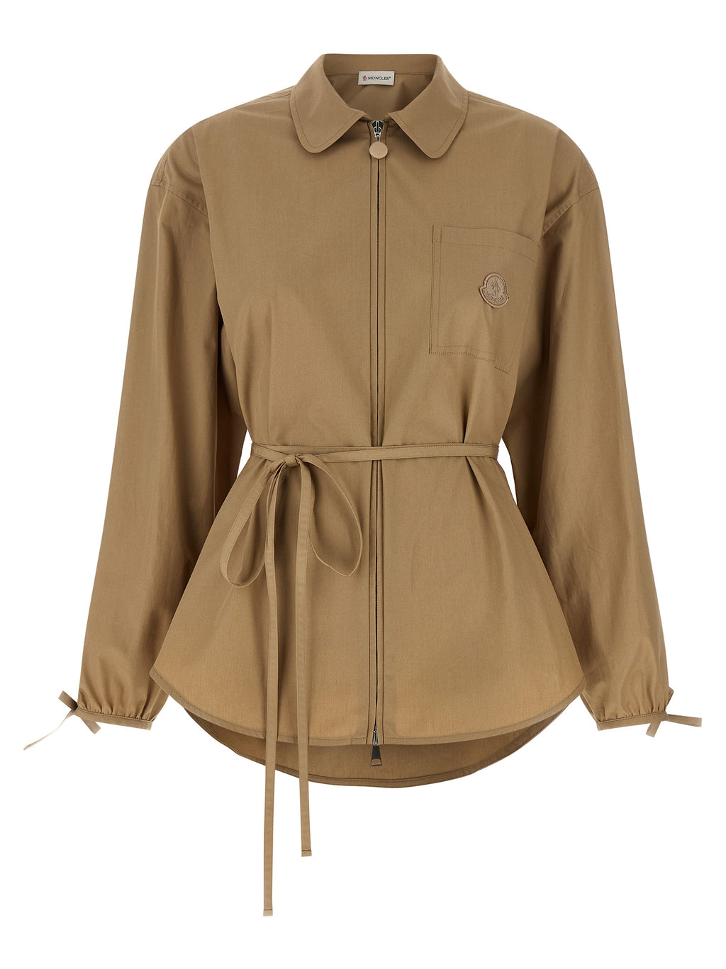 Beige Cotton Full-Length Jacket