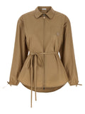 Beige Cotton Full-Length Jacket