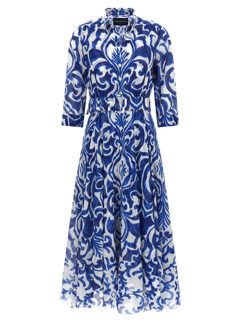 Blue Cotton Midi Dress