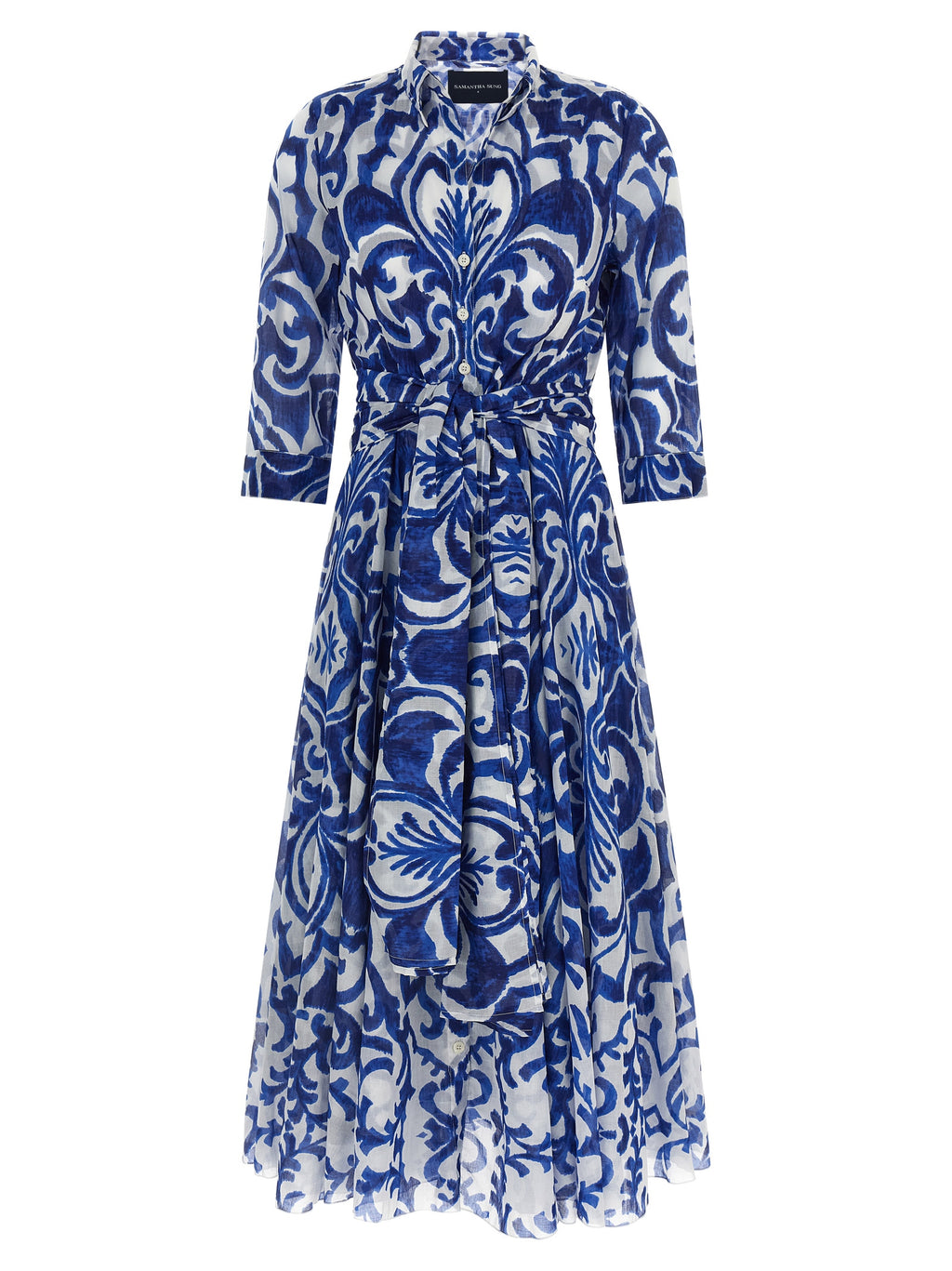 Blue Cotton Midi Dress