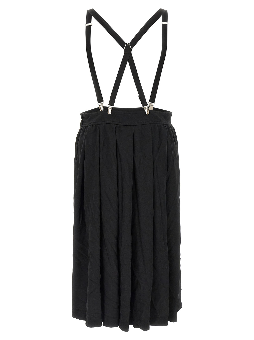 Black Polyester Midi Skirt