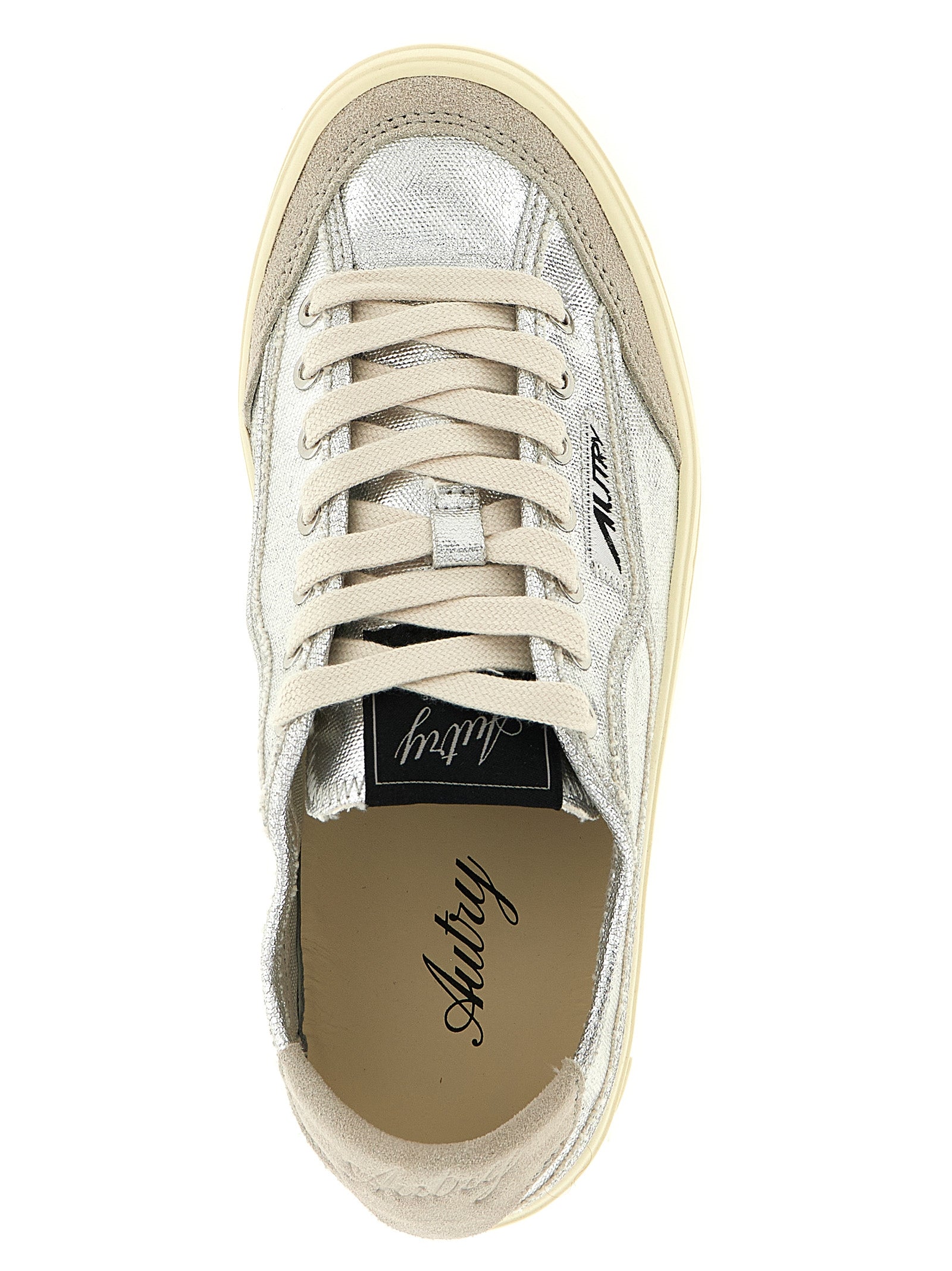 Silver Canvas Low Top Sneakers