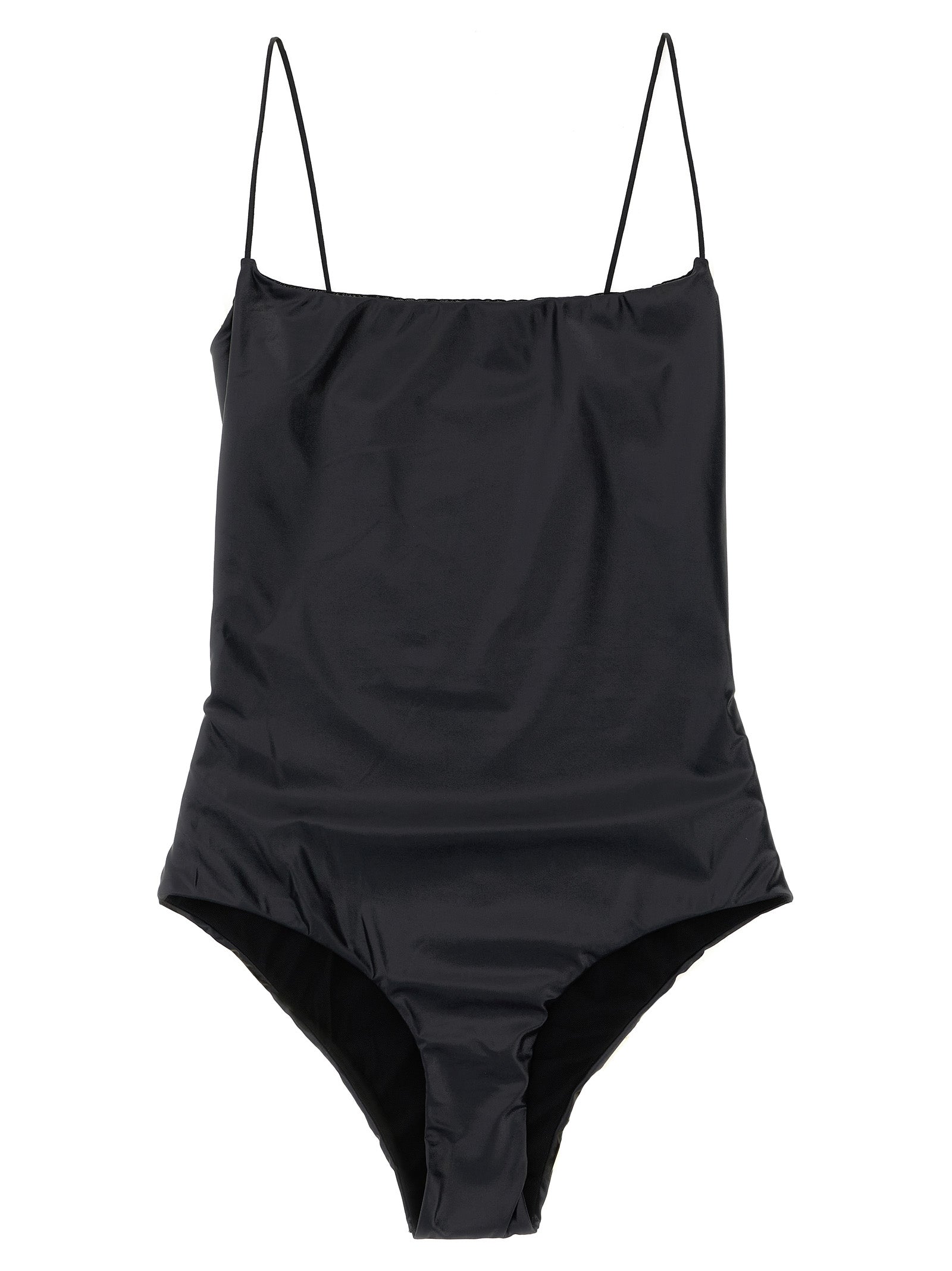 Black Polyester One-Piece Swimsuit