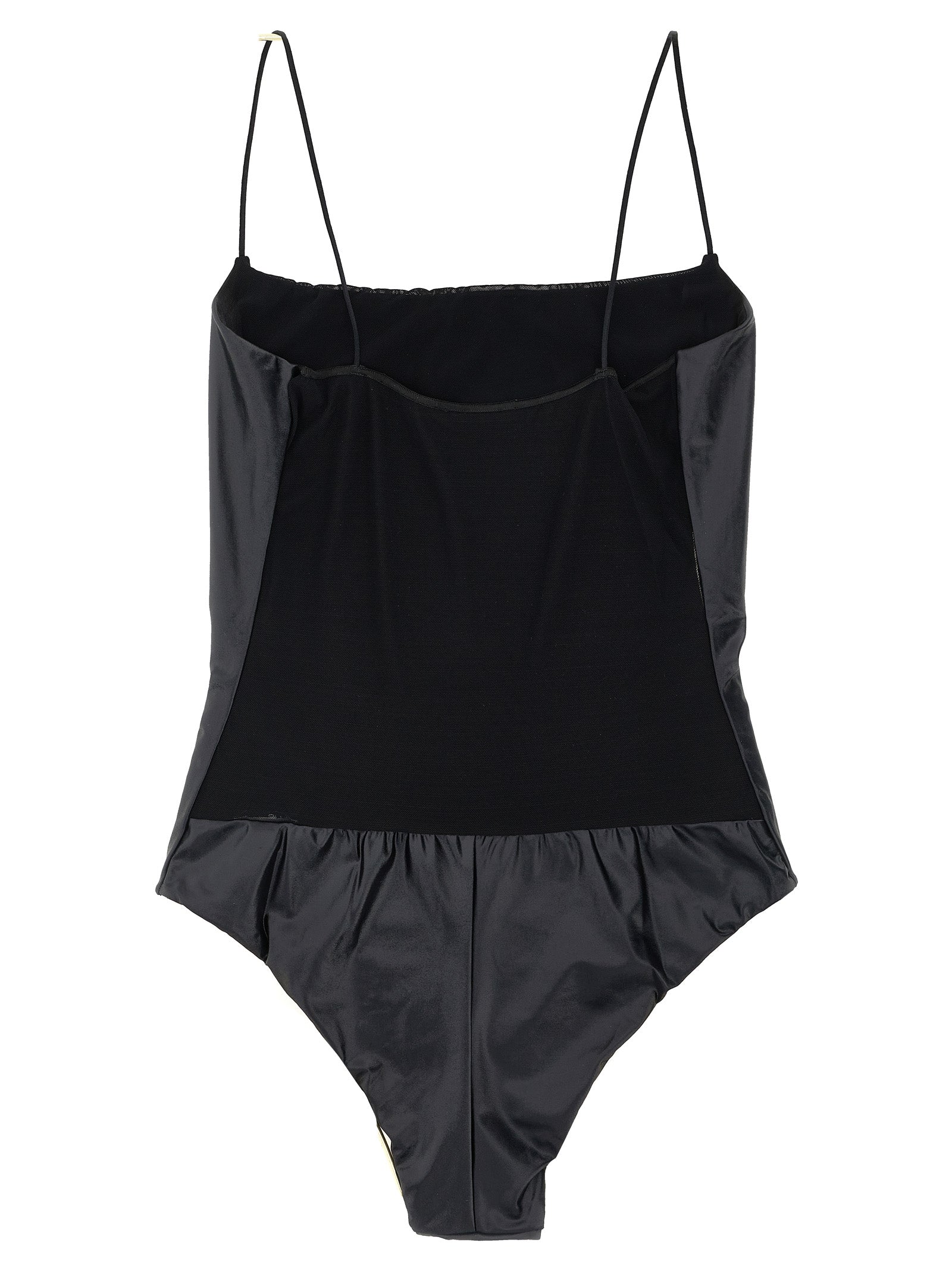 Black Polyester One-Piece Swimsuit