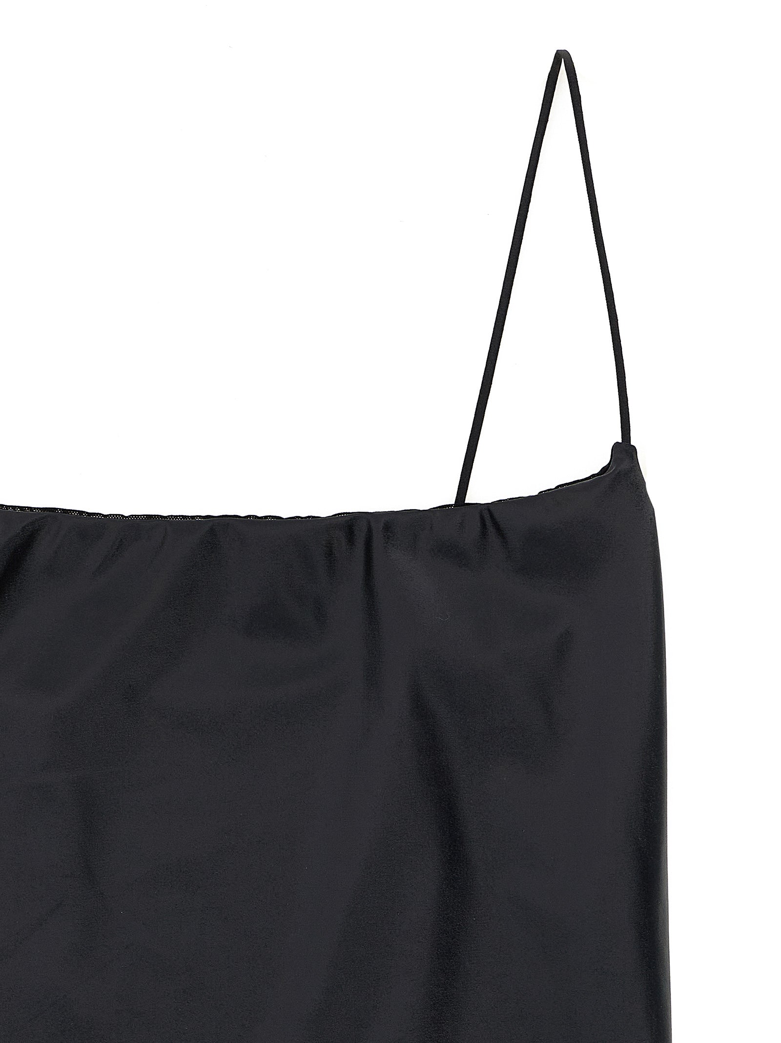 Black Polyester One-Piece Swimsuit