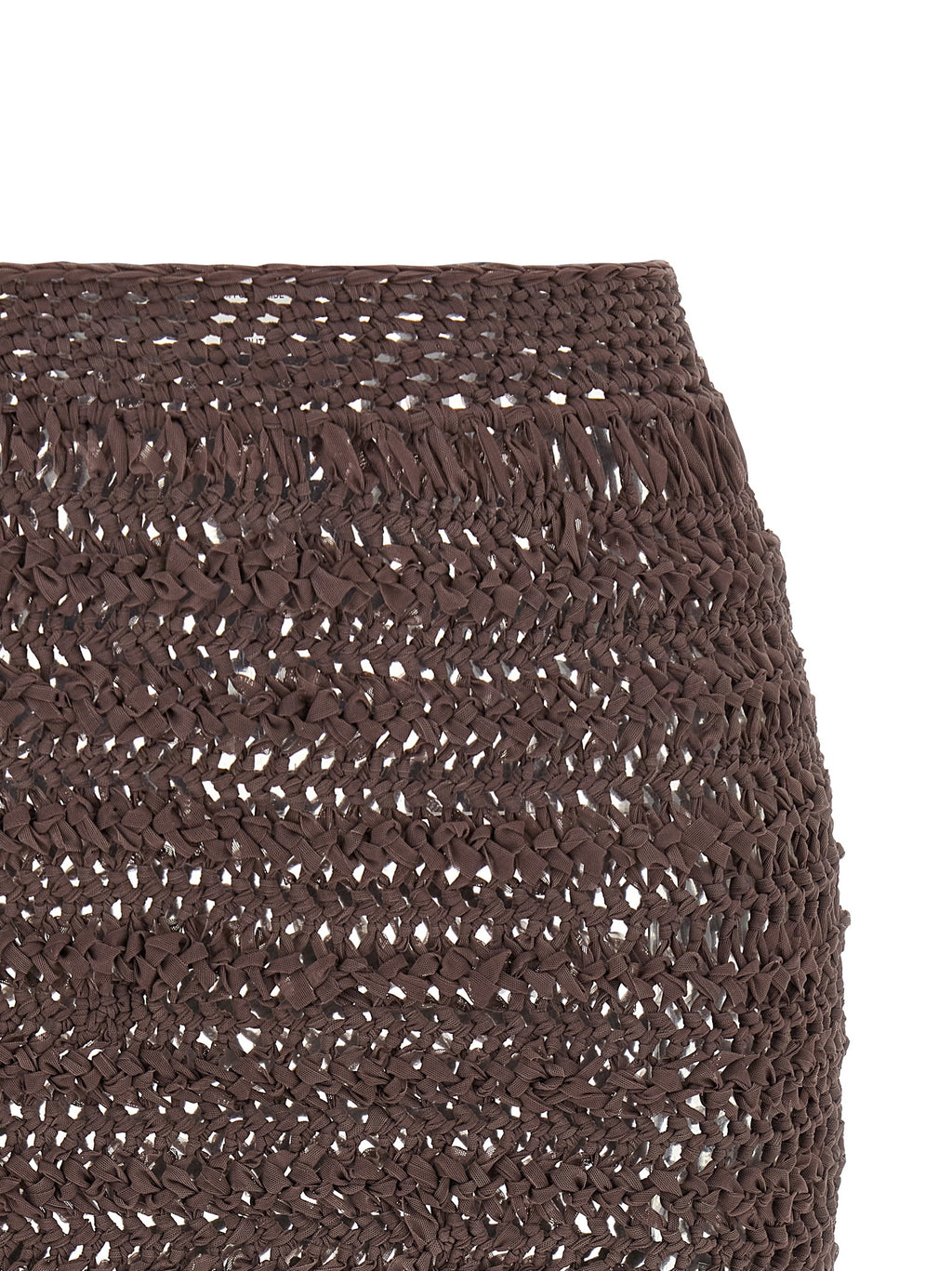 Brown Polyester Midi Skirt
