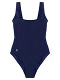 Blue Nylon One-Piece Swimsuit
