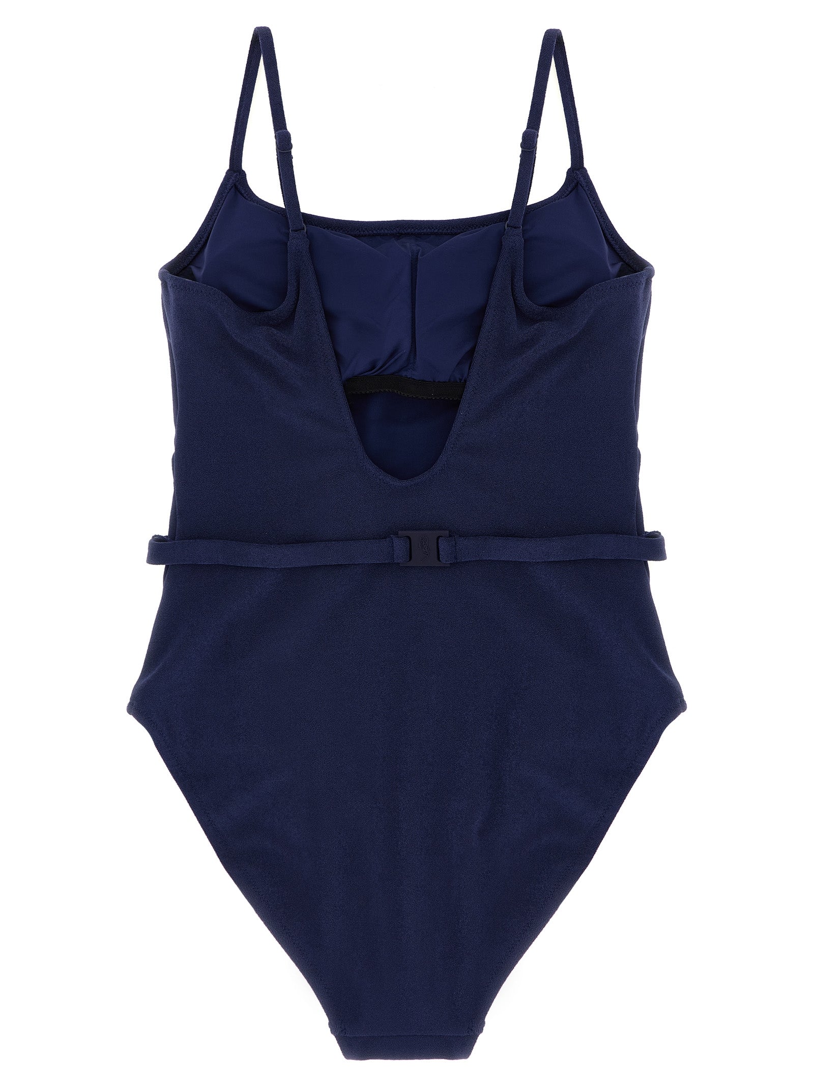 Blue Polyester One-Piece Swimsuit