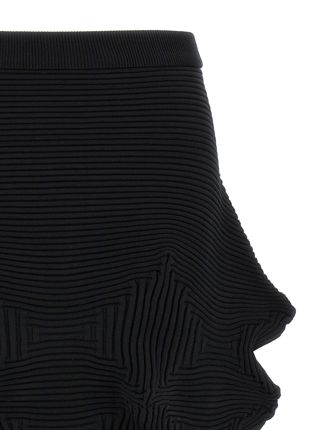 Black Polyester Midi Skirt