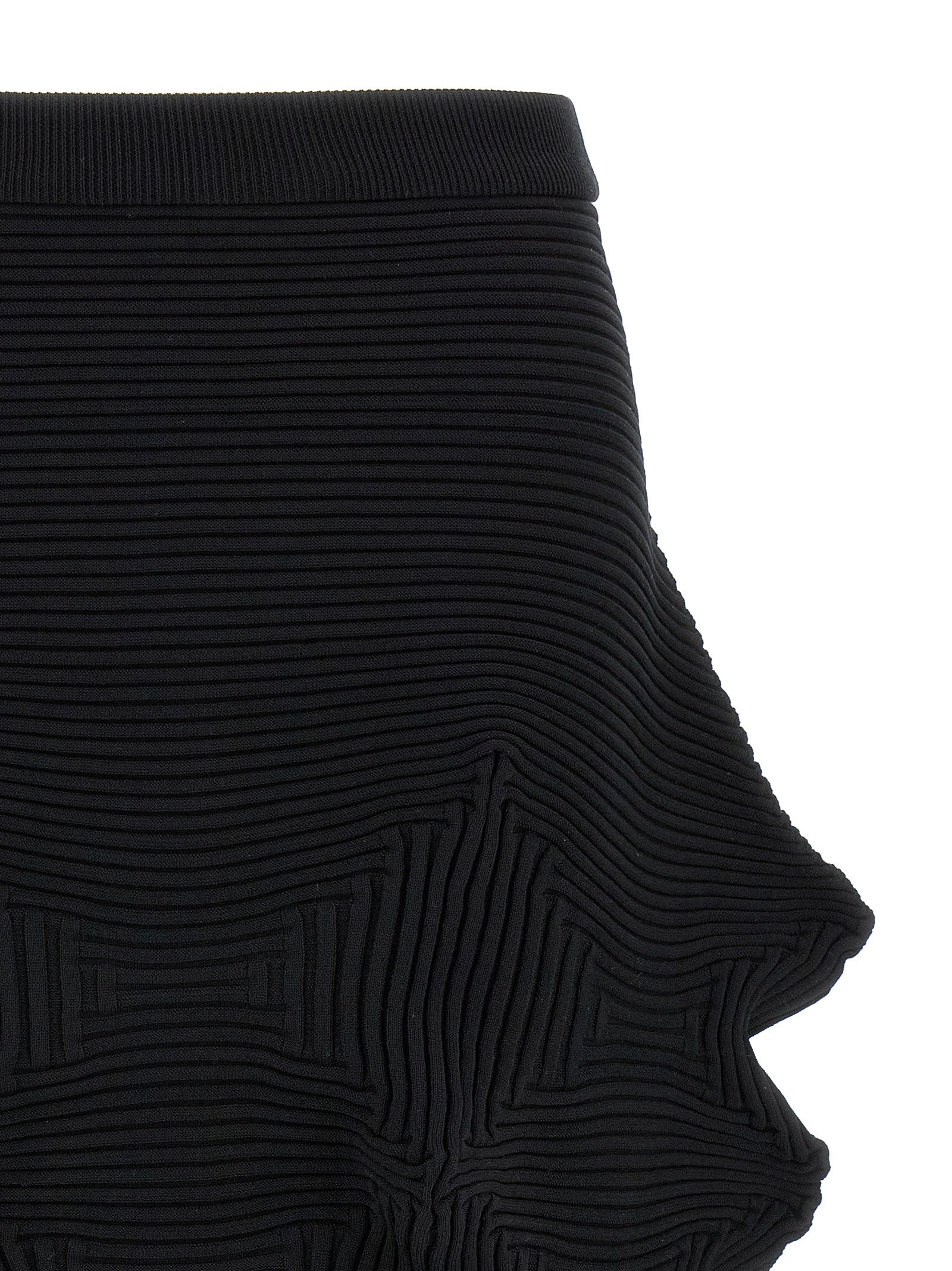 Black Polyester Midi Skirt