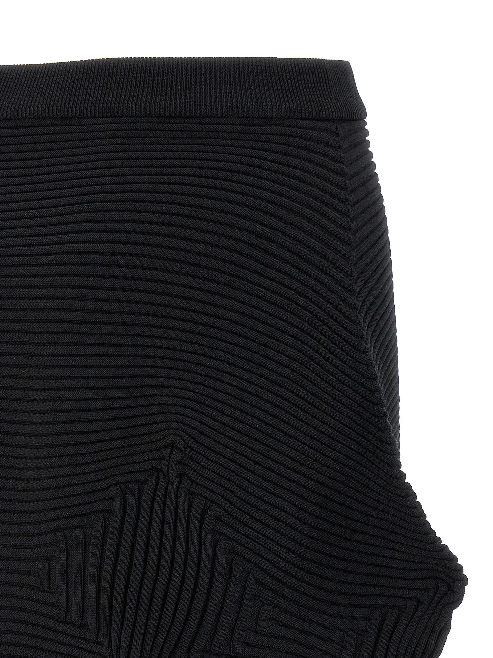 Black Polyester Midi Skirt