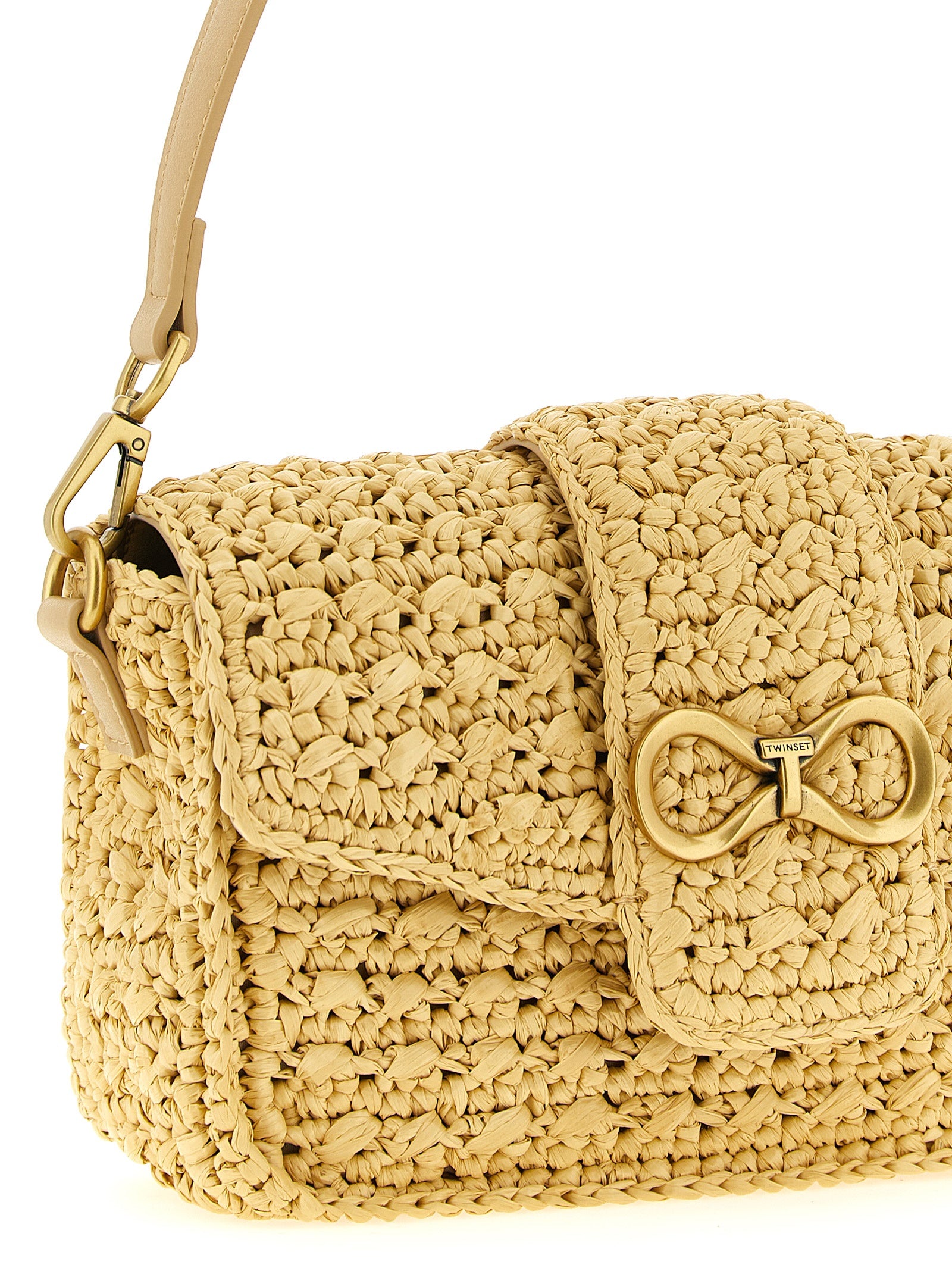 Beige Polypropylene Crossbody Bag