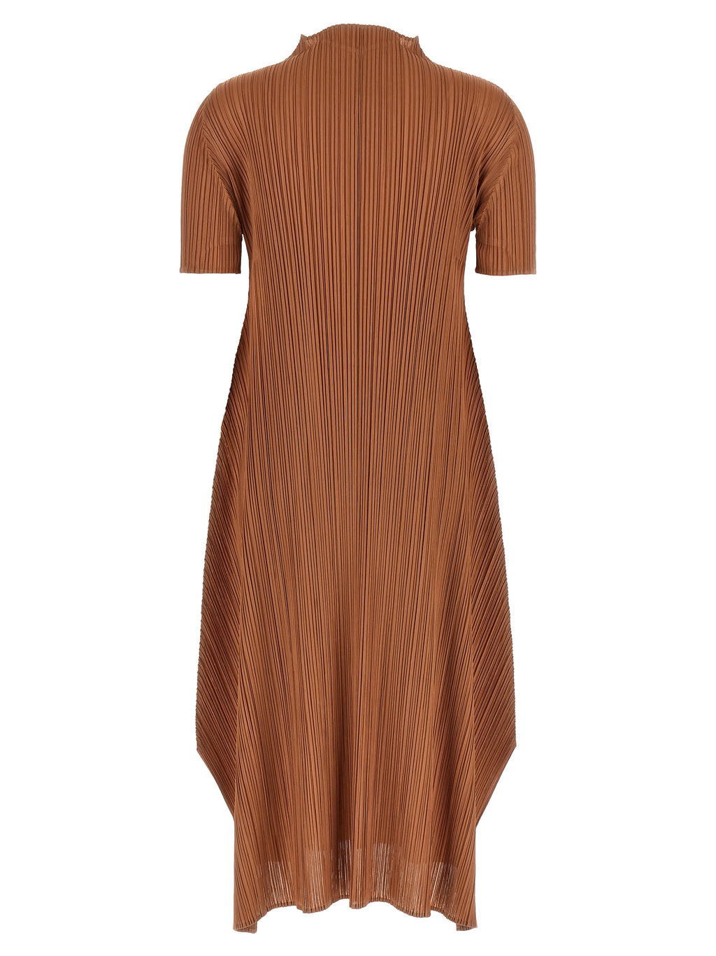 Brown Polyester Midi Dress