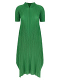 Bicolor Polyester Midi Dress