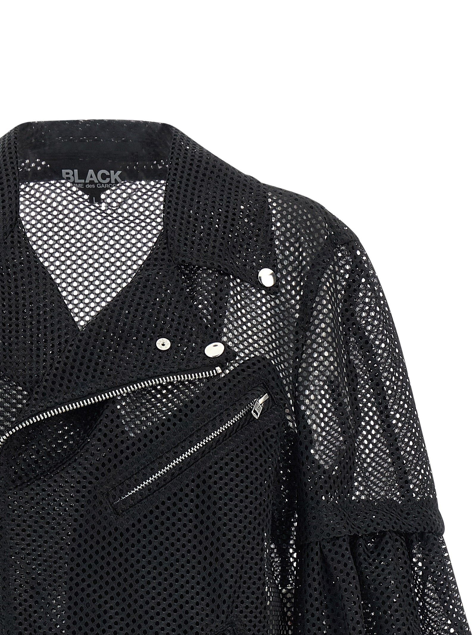 Black Polyester Biker Jacket