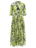 Bicolor Cotton Long Dress