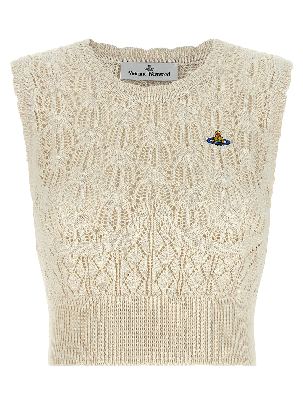 Beige Cotton Sleeveles T-Shirt
