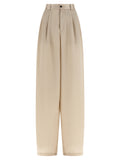 Beige Polyester Casual Pants