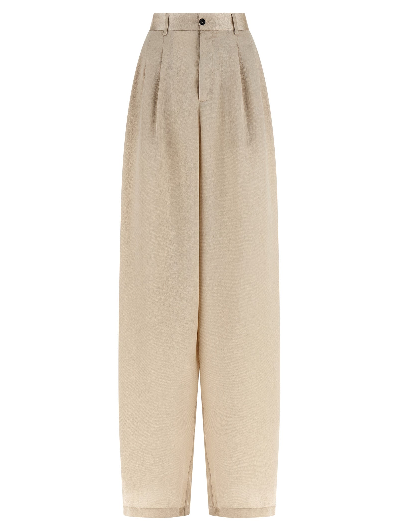 Beige Polyester Casual Pants