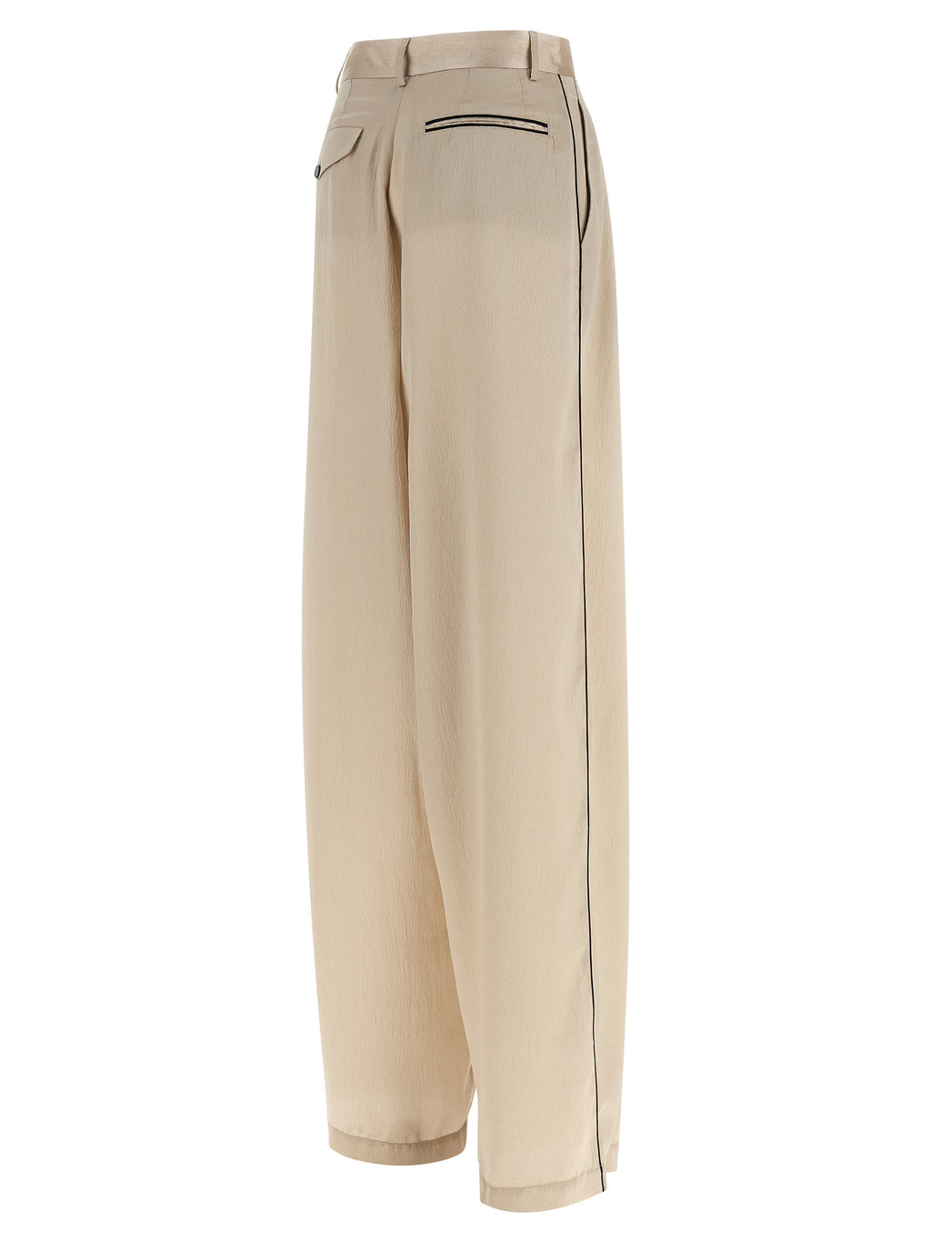Beige Polyester Casual Pants