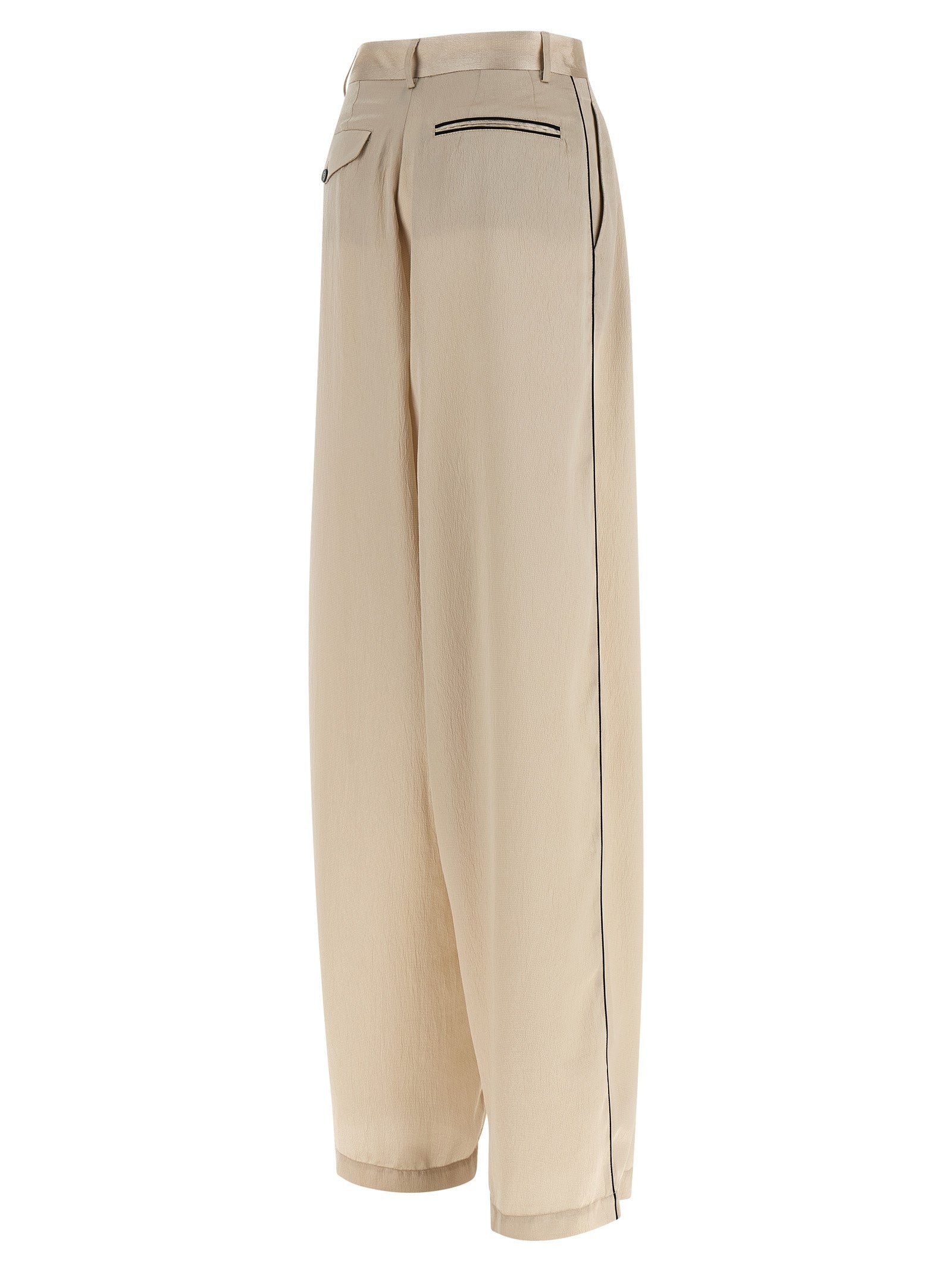 Beige Polyester Casual Pants