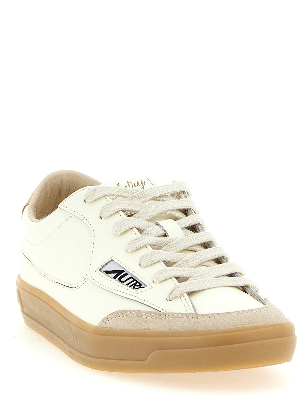 Beige Cowhide Low Top Sneakers