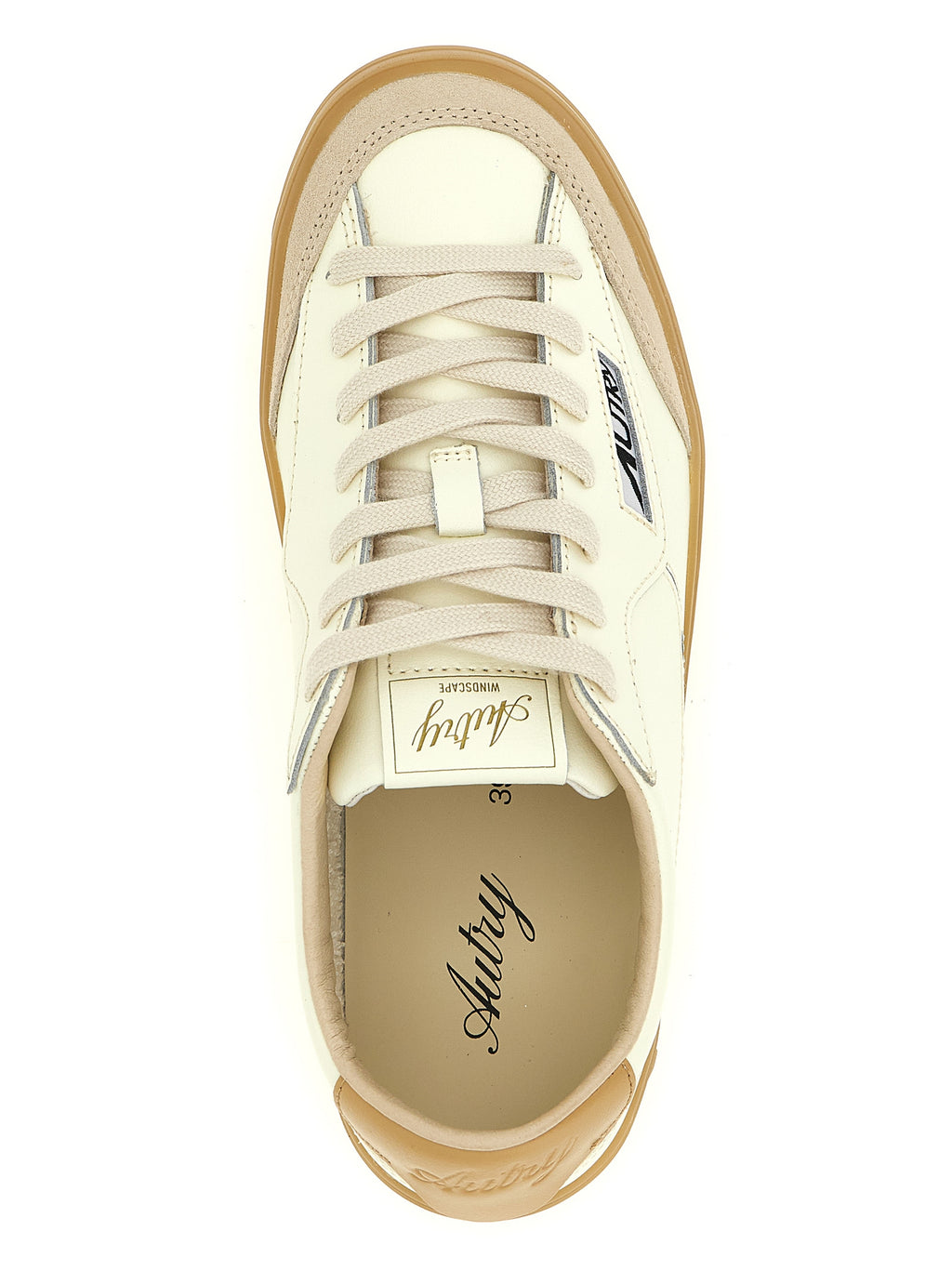 Beige Cowhide Low Top Sneakers
