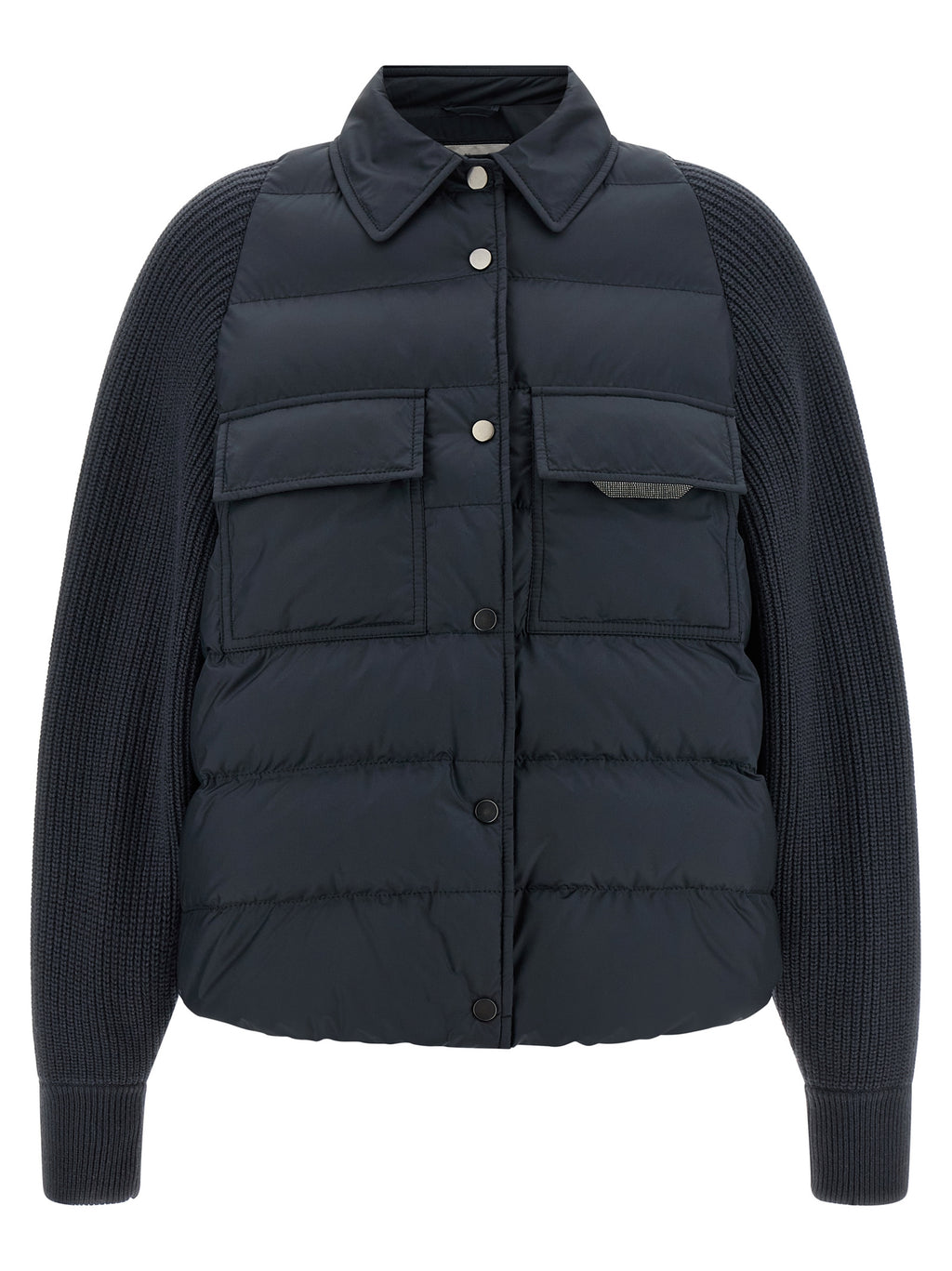 Blue Polyester Full-Length Jacket