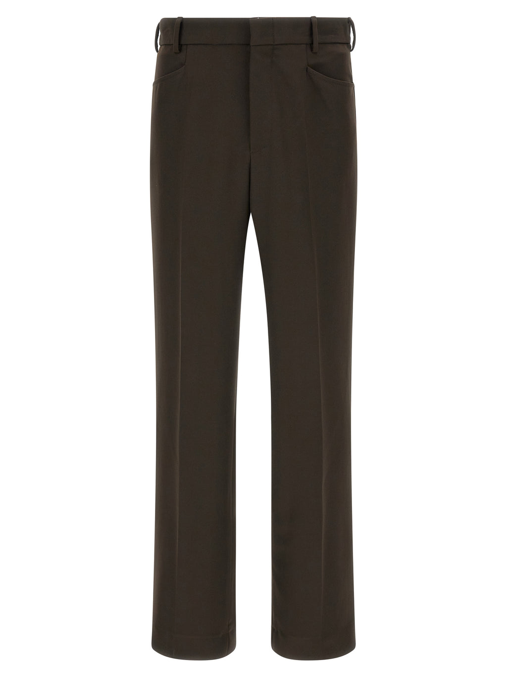 Brown Polyester Casual Pants
