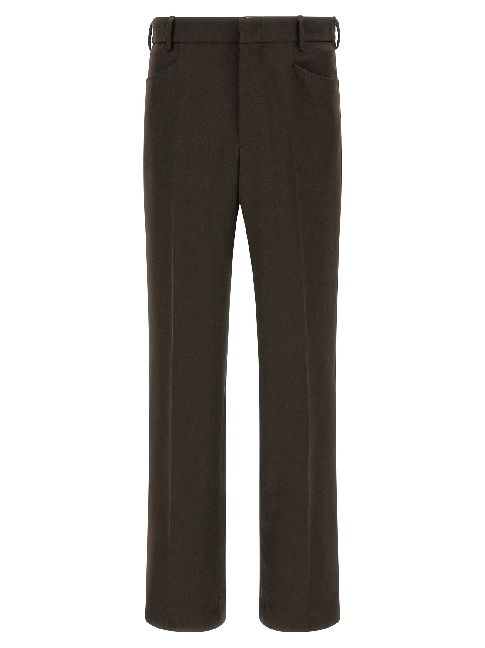 Brown Polyester Casual Pants