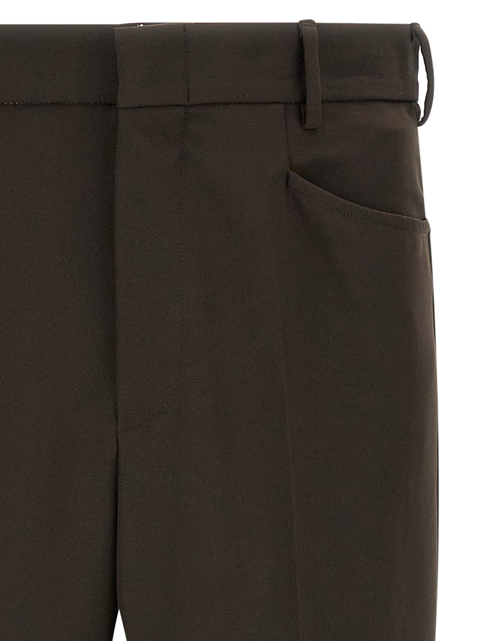 Brown Polyester Casual Pants