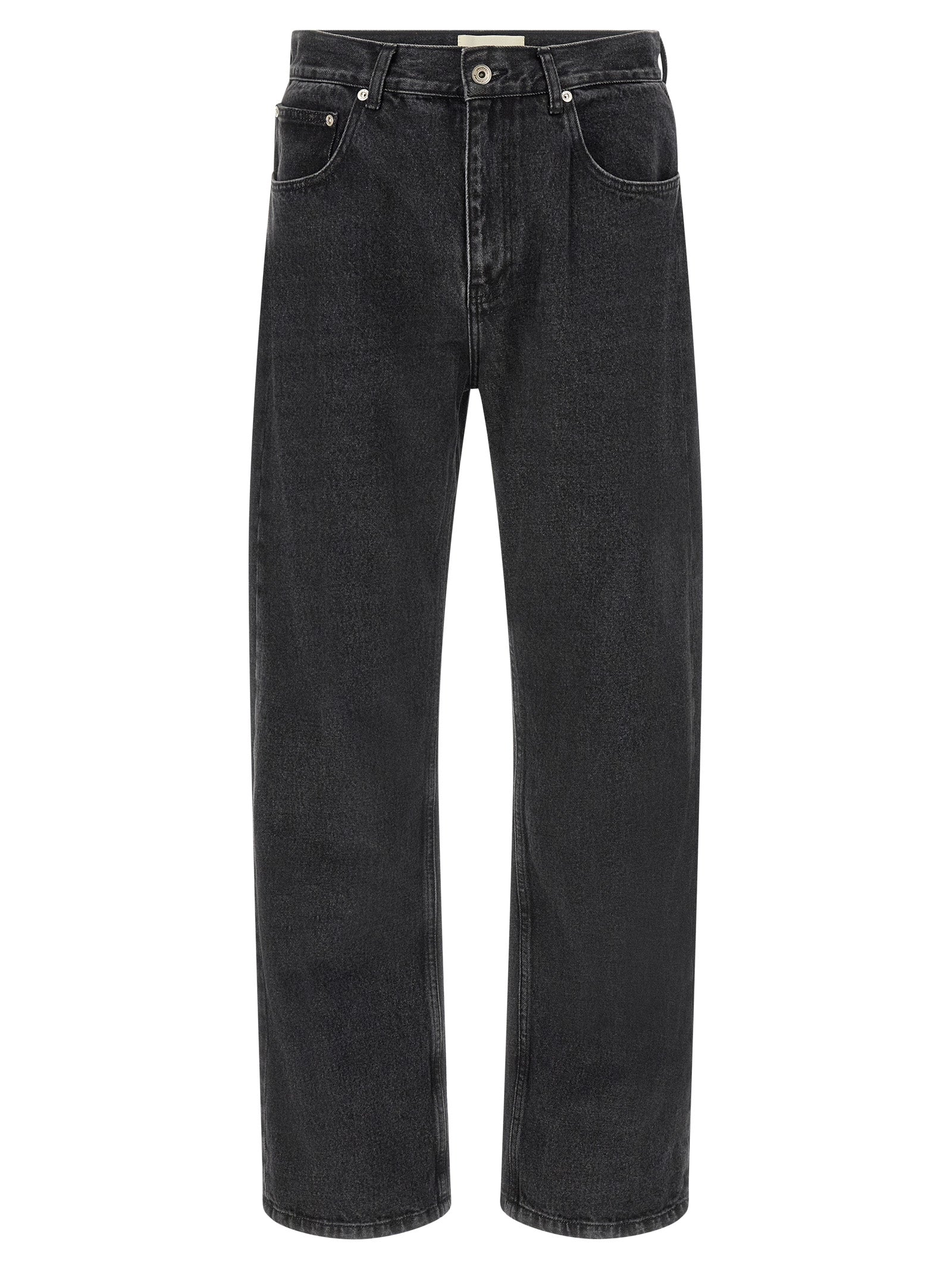 Black Cotton Straight-Leg Jeans