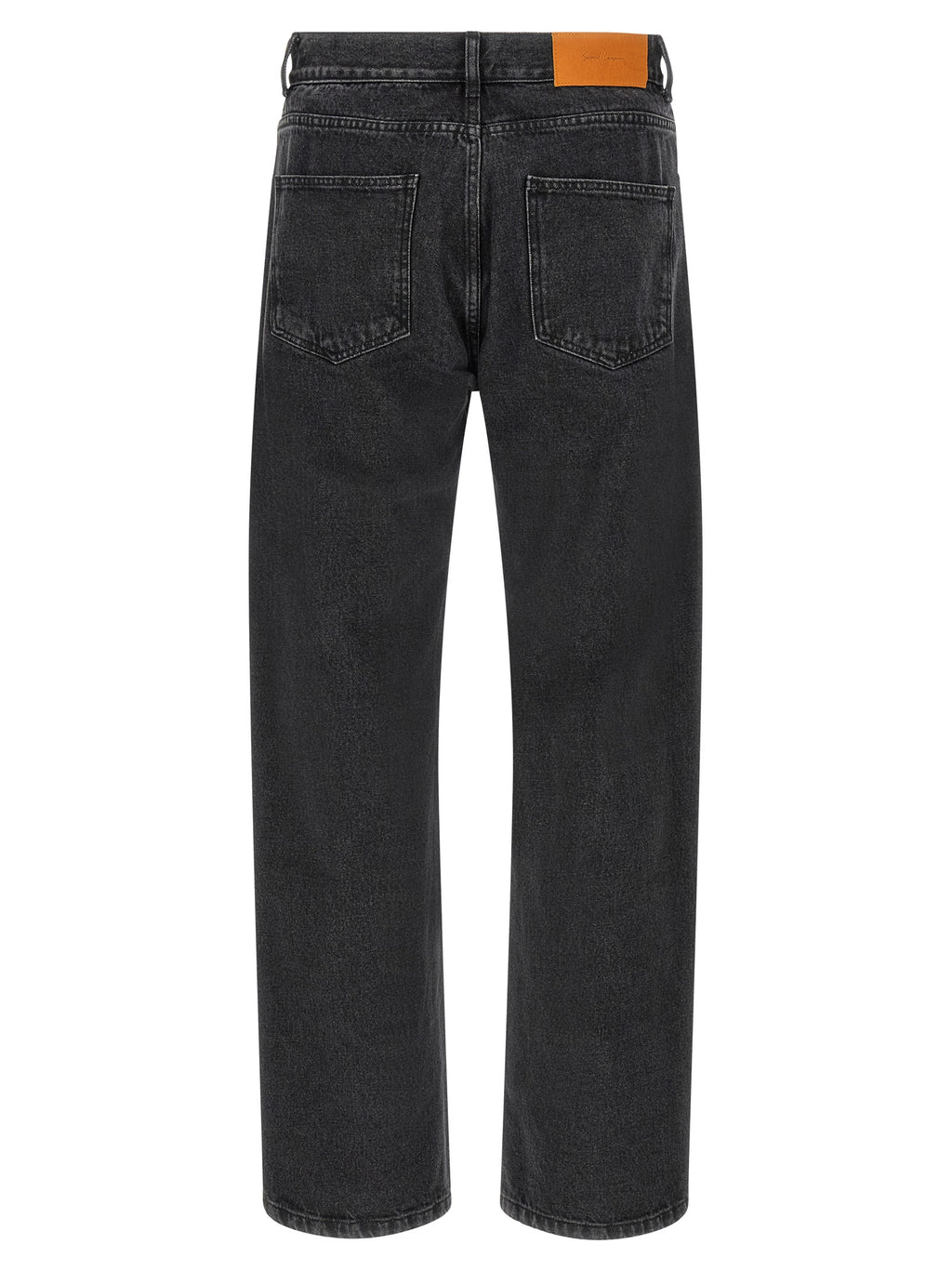 Black Cotton Straight-Leg Jeans