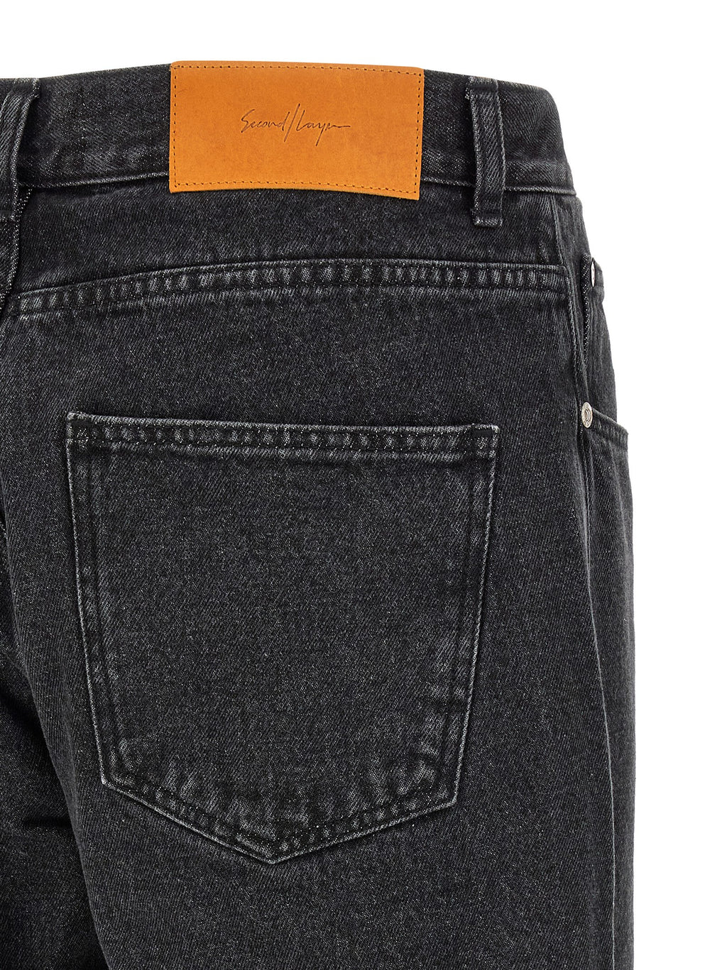Black Cotton Straight-Leg Jeans