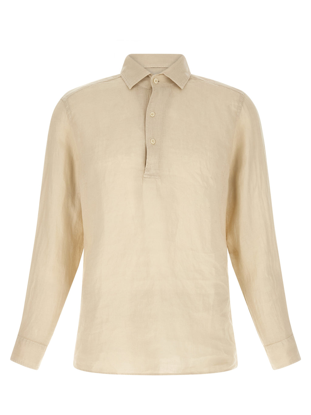 Beige Linen Polo Shirt