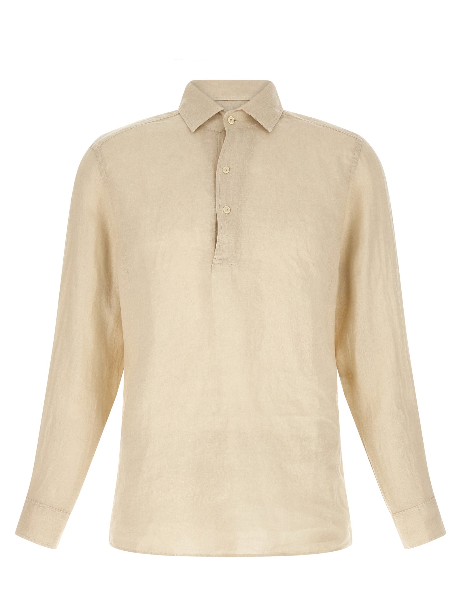 Beige Linen Polo Shirt